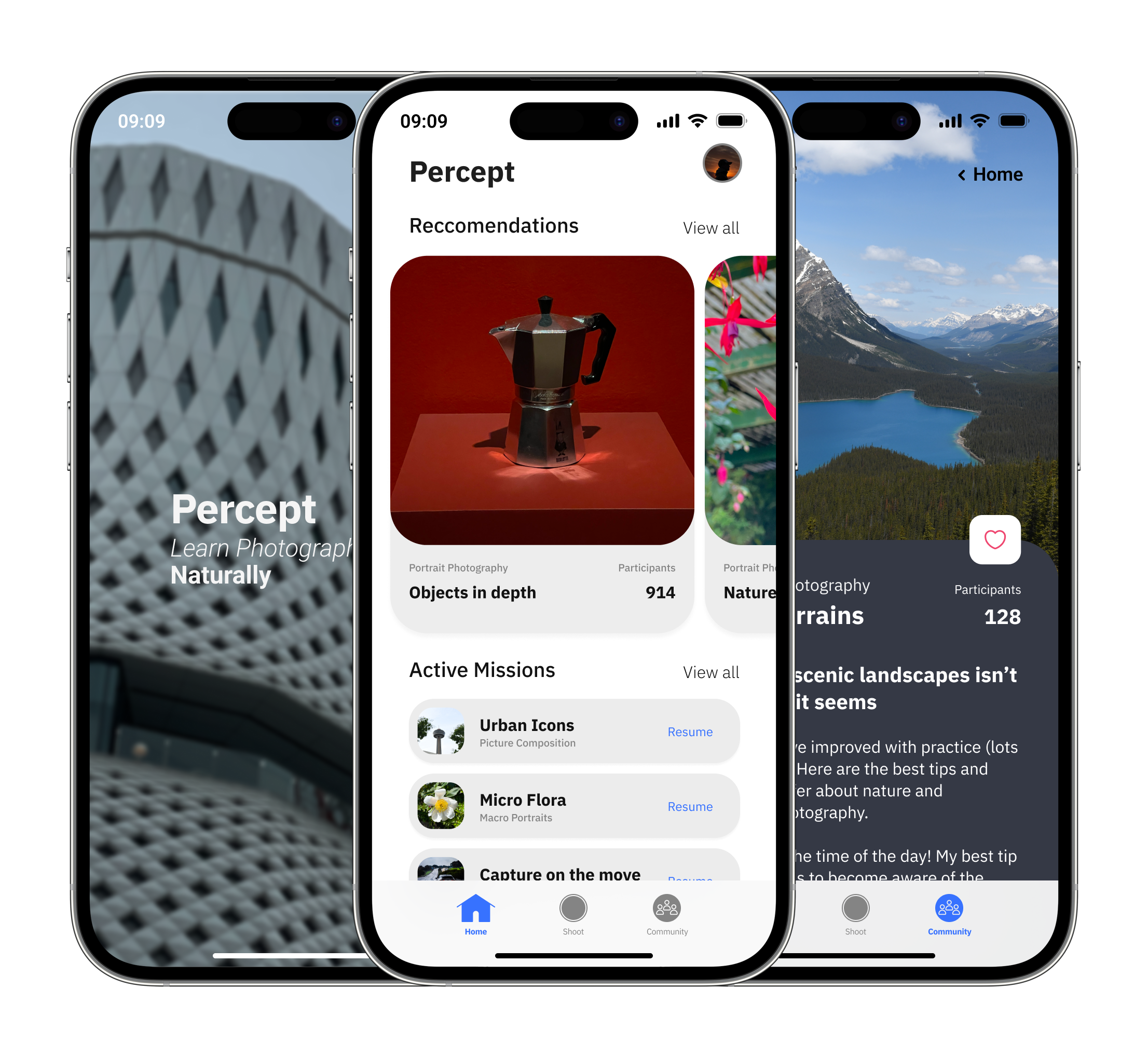 Percept full app flow — onboarding through lesson, real world, and reflection
