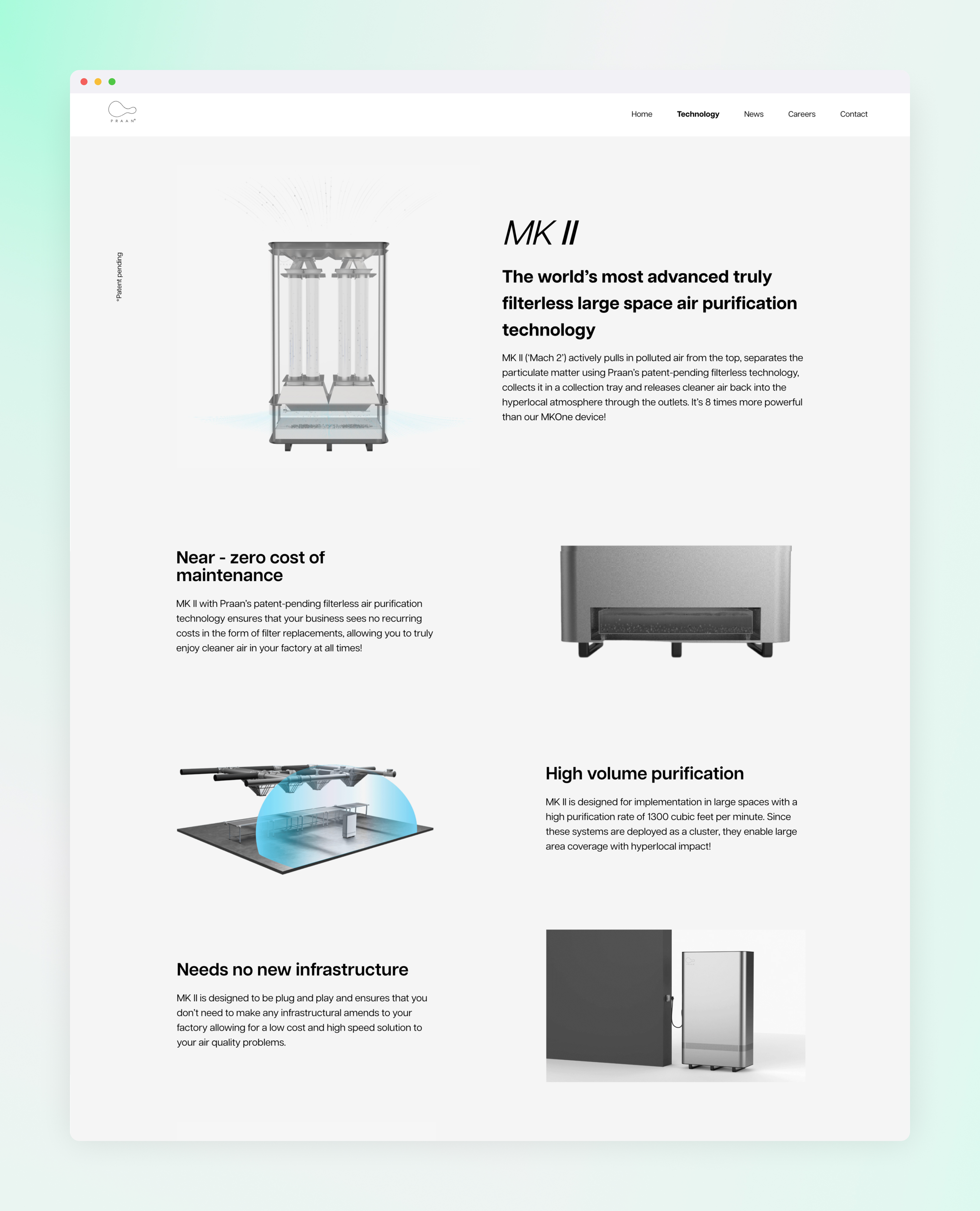 Praan website homepage — outcome-forward hero