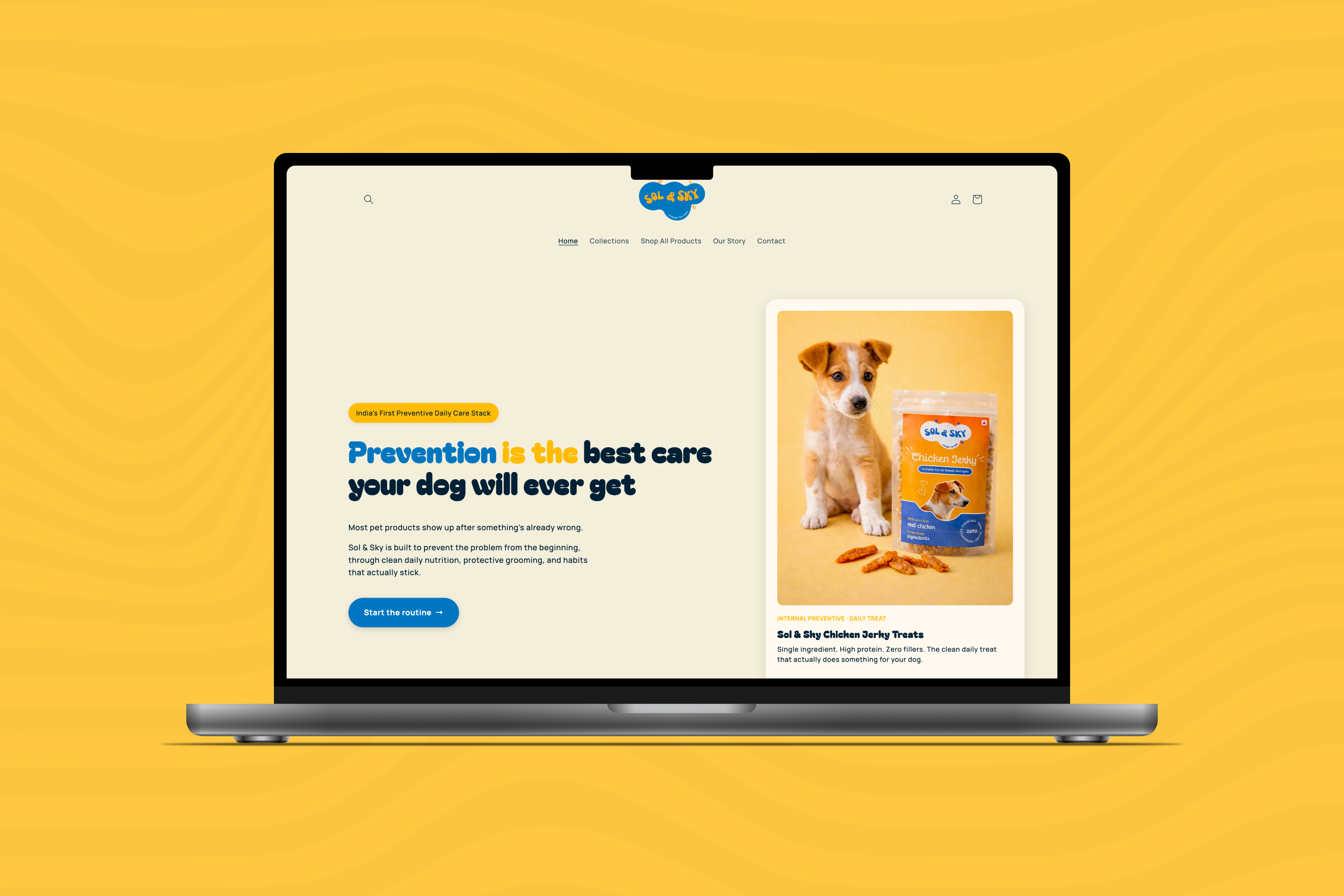 Sol & Sky — preventive pet care Shopify homepage